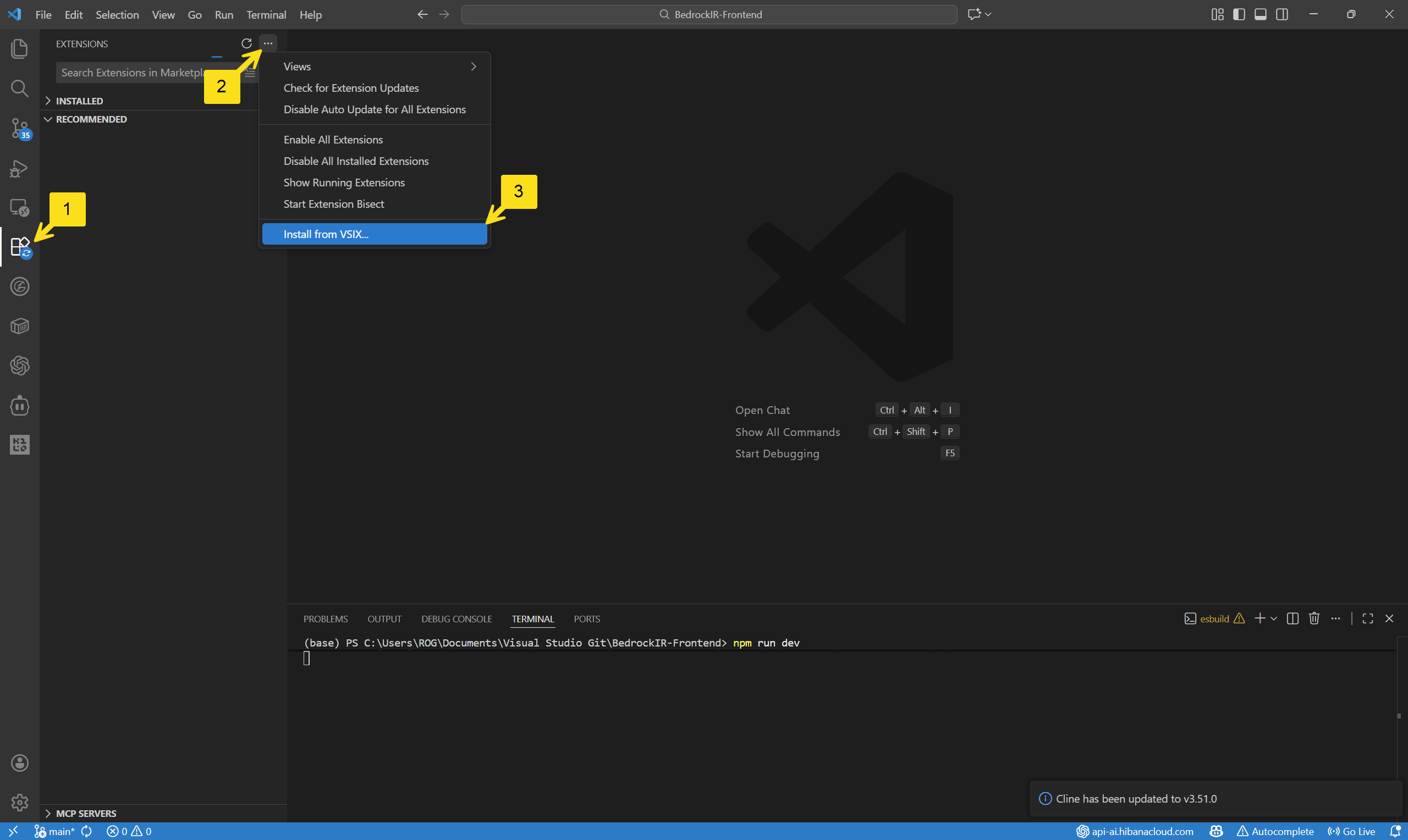 نصب افزونه از فایل VSIX در VS Code
